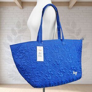 NEW ❤️ Lug Avion Love Sapphire Blue Travel Tote Quilted Weekender XL $120